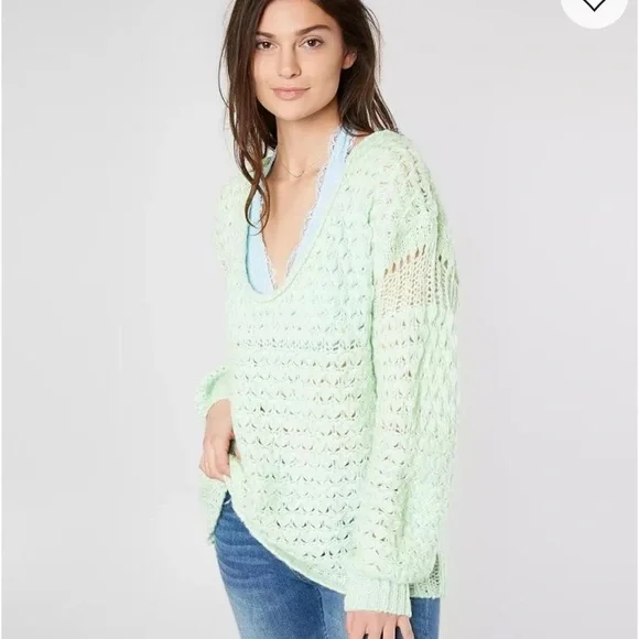 Free People Crashing Waves Mixed Knitting Wool Blend Sweater Womens Medium